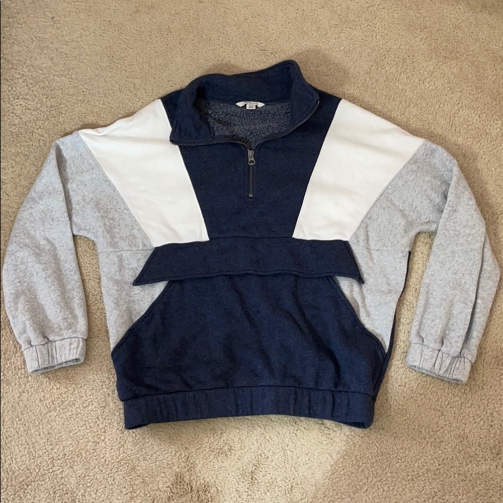 Navy color block quarter zip with pocket